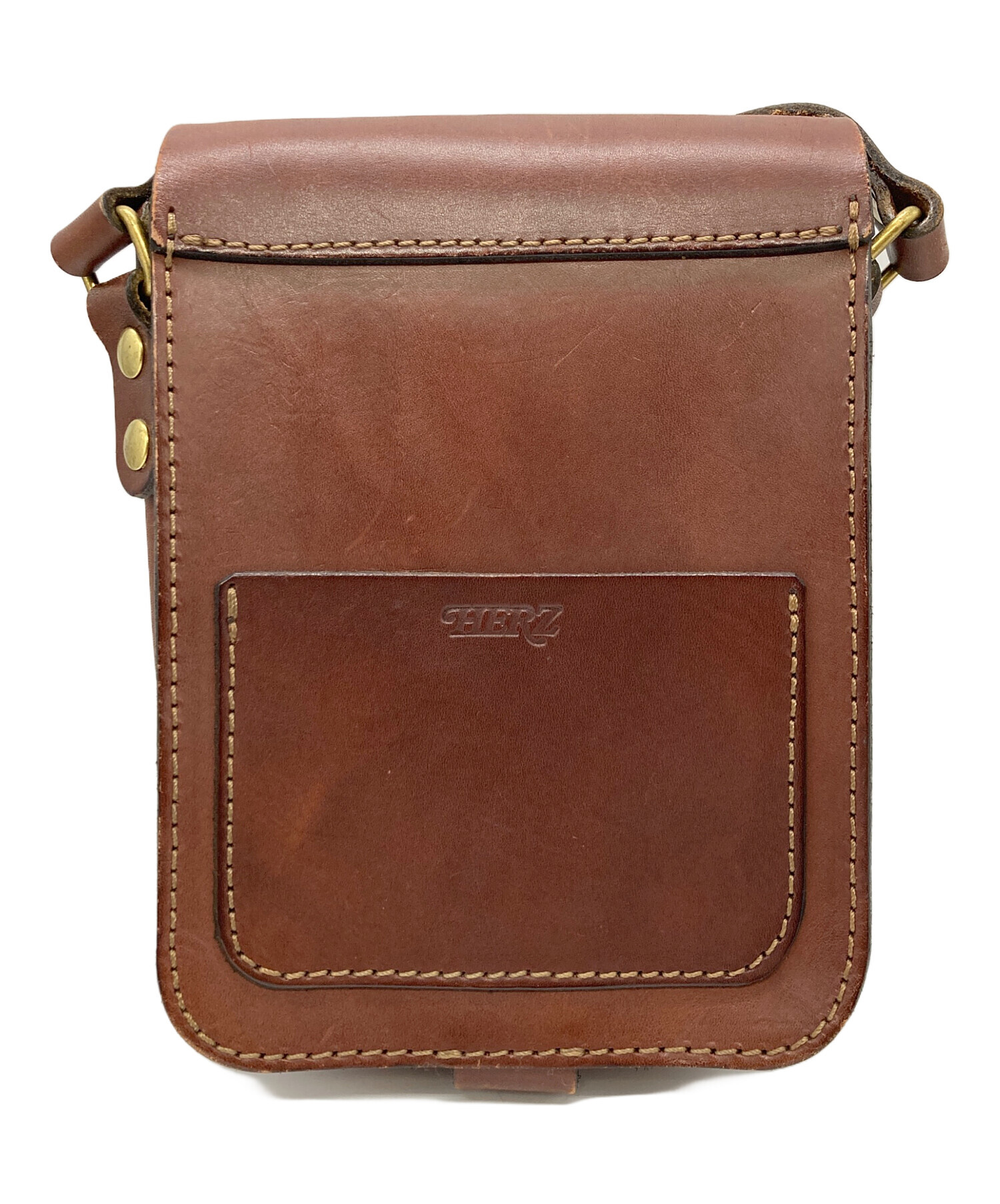 中古・古着通販】Herz (ヘルツ) レザーショルダーバッグ ブラウン