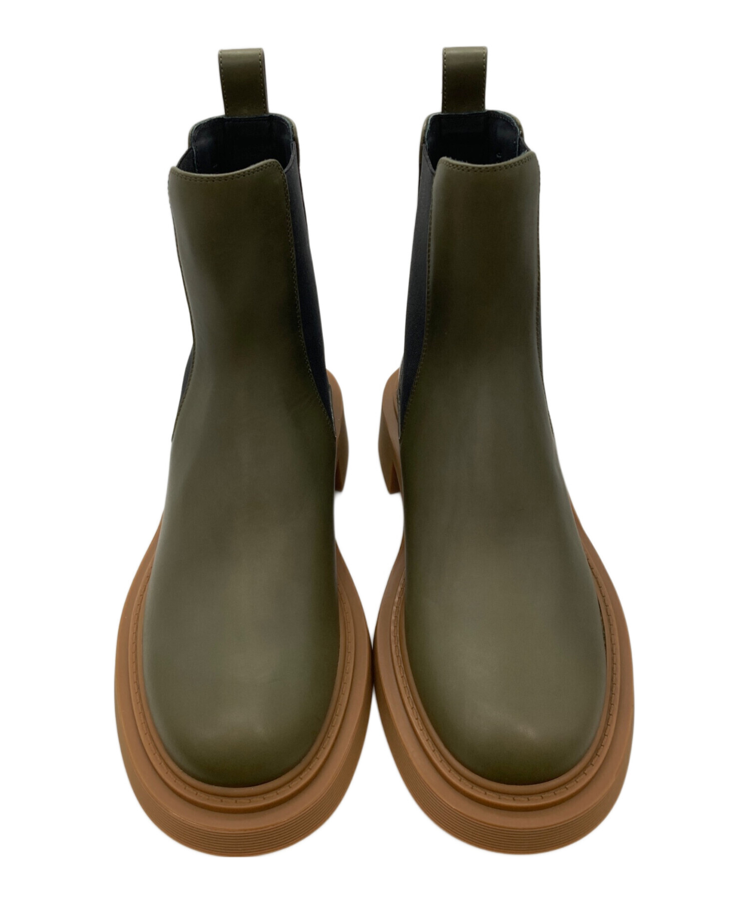中古・古着通販】LOEWE (ロエベ) サイドゴアブーツ オリーブ×ブラウン