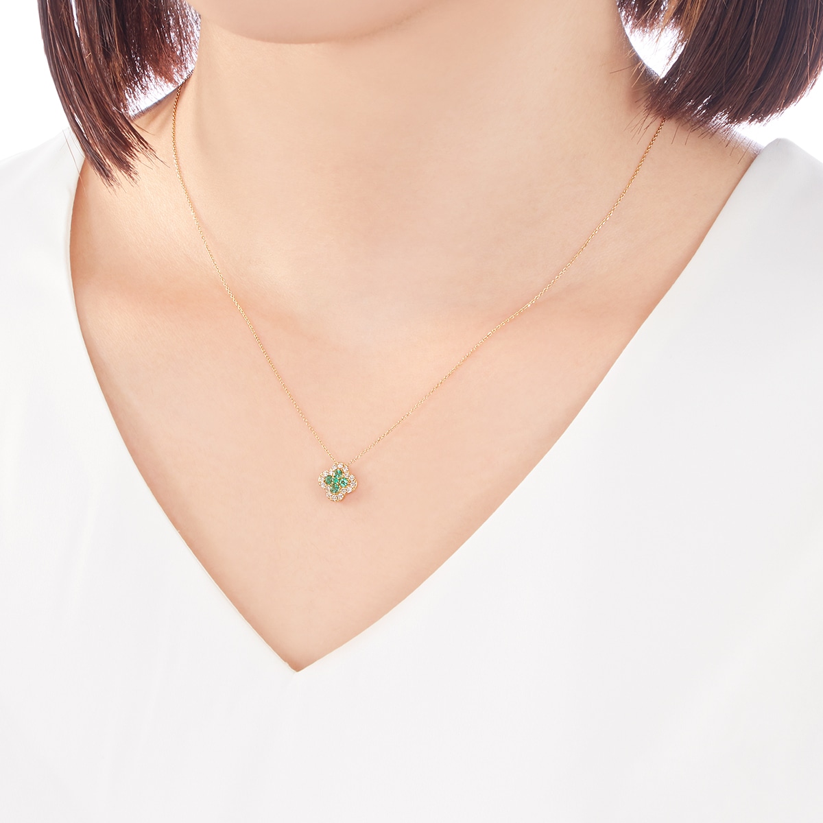 K18イエローゴールドエメラルドネックレス(RPN807-002)|TSUTSUMI