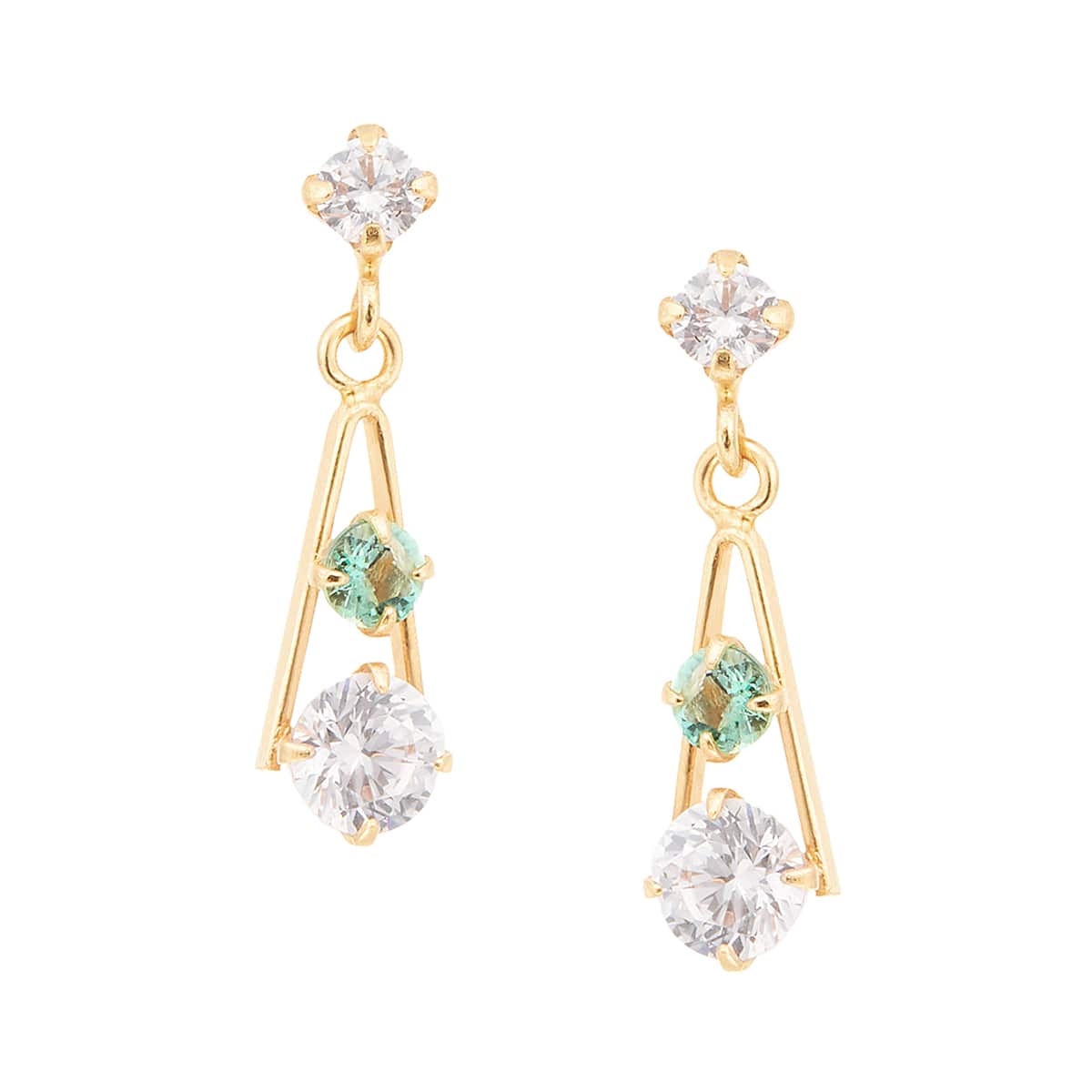 K18イエローゴールドエメラルドピアス(RPE352-002)|TSUTSUMI