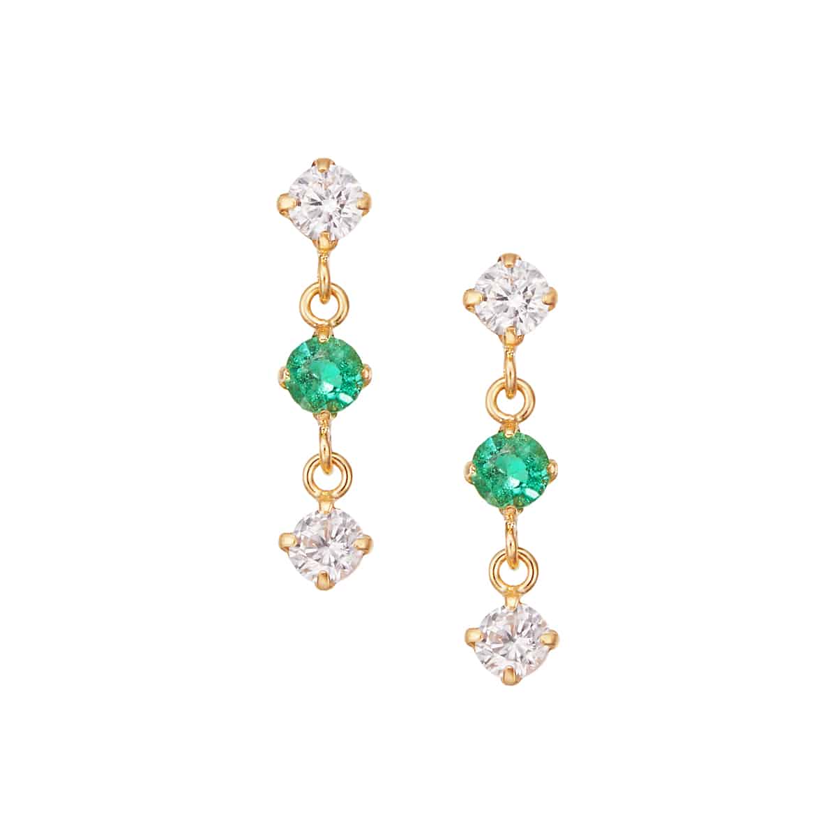 K10イエローゴールドエメラルドピアス(RPE231-003)|TSUTSUMI