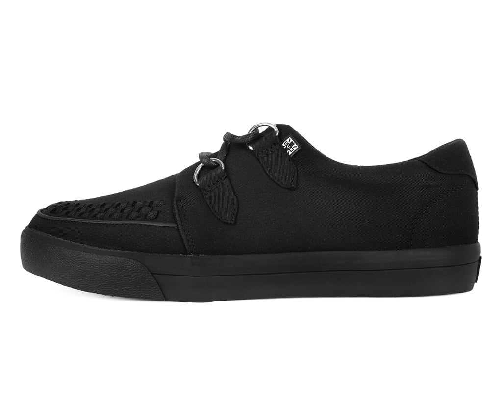 Black Basic Twill D-Ring Vegan Sneakers