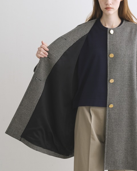 MALTON NO COLLAR マールトン ノーカラー｜ブラックハウンドトゥース