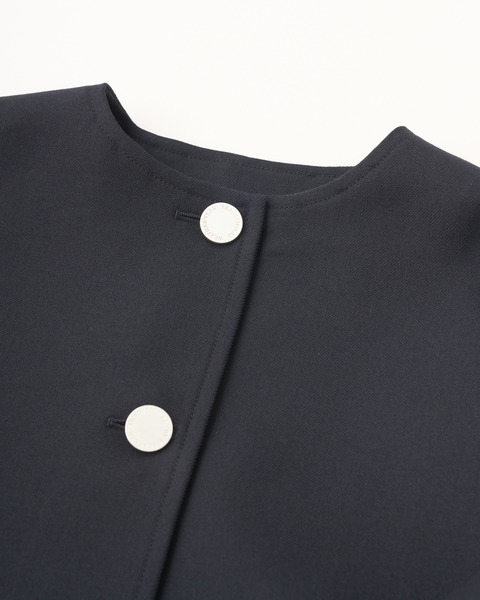 LINTON NO COLLAR SHORT リントン ノーカラー ショート｜ネイビー