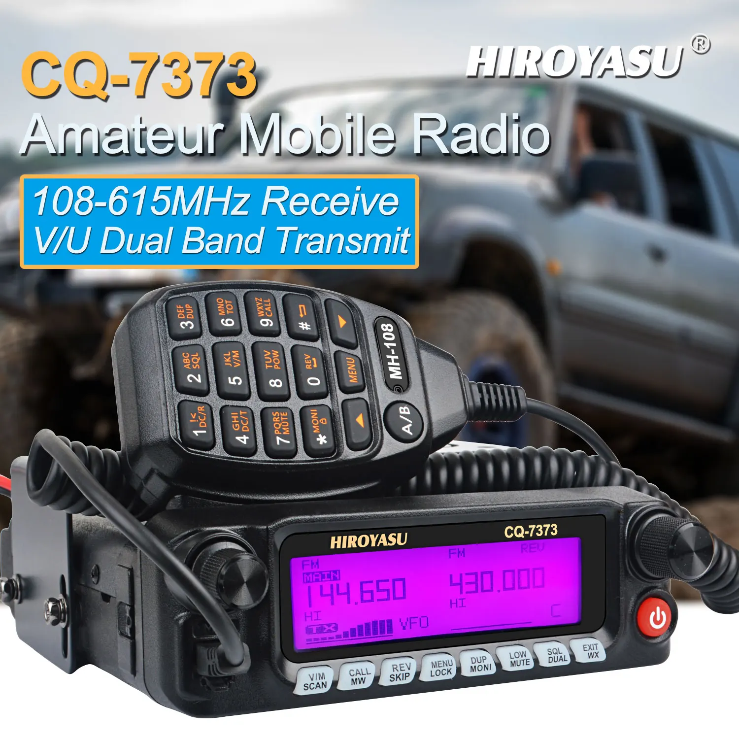 Walkie Talkie HIROYASU CQ-7373 Detachable Front Panel 108-615MHz