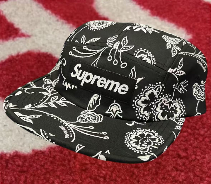 Supreme Bandana Camp Cap Black SS25 – UniqueHype
