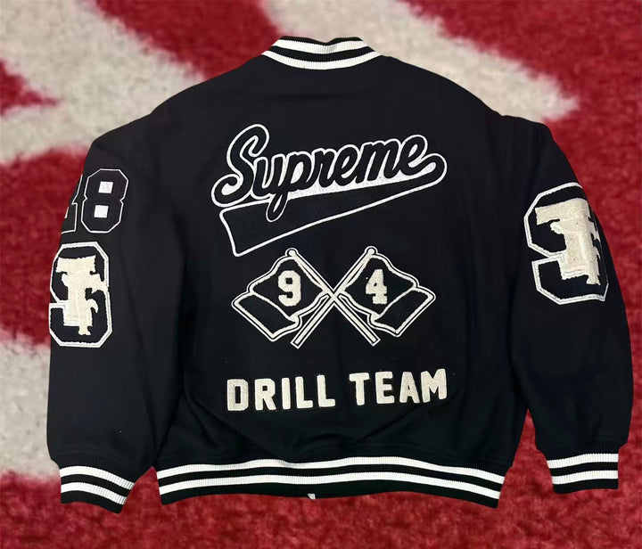 Supreme Drill Team Varsity Jacket Black FW25 – UniqueHype