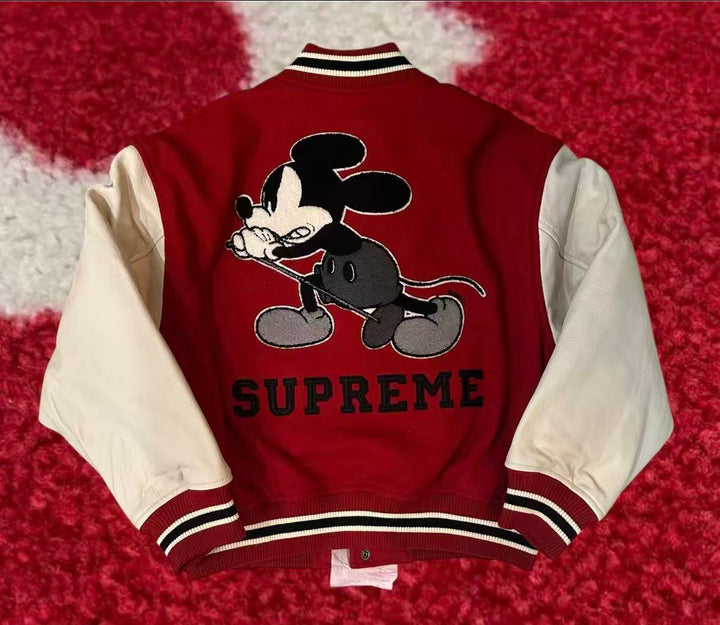 Supreme Number (N)ine Mickey Varsity Jacket Red FW25 – UniqueHype