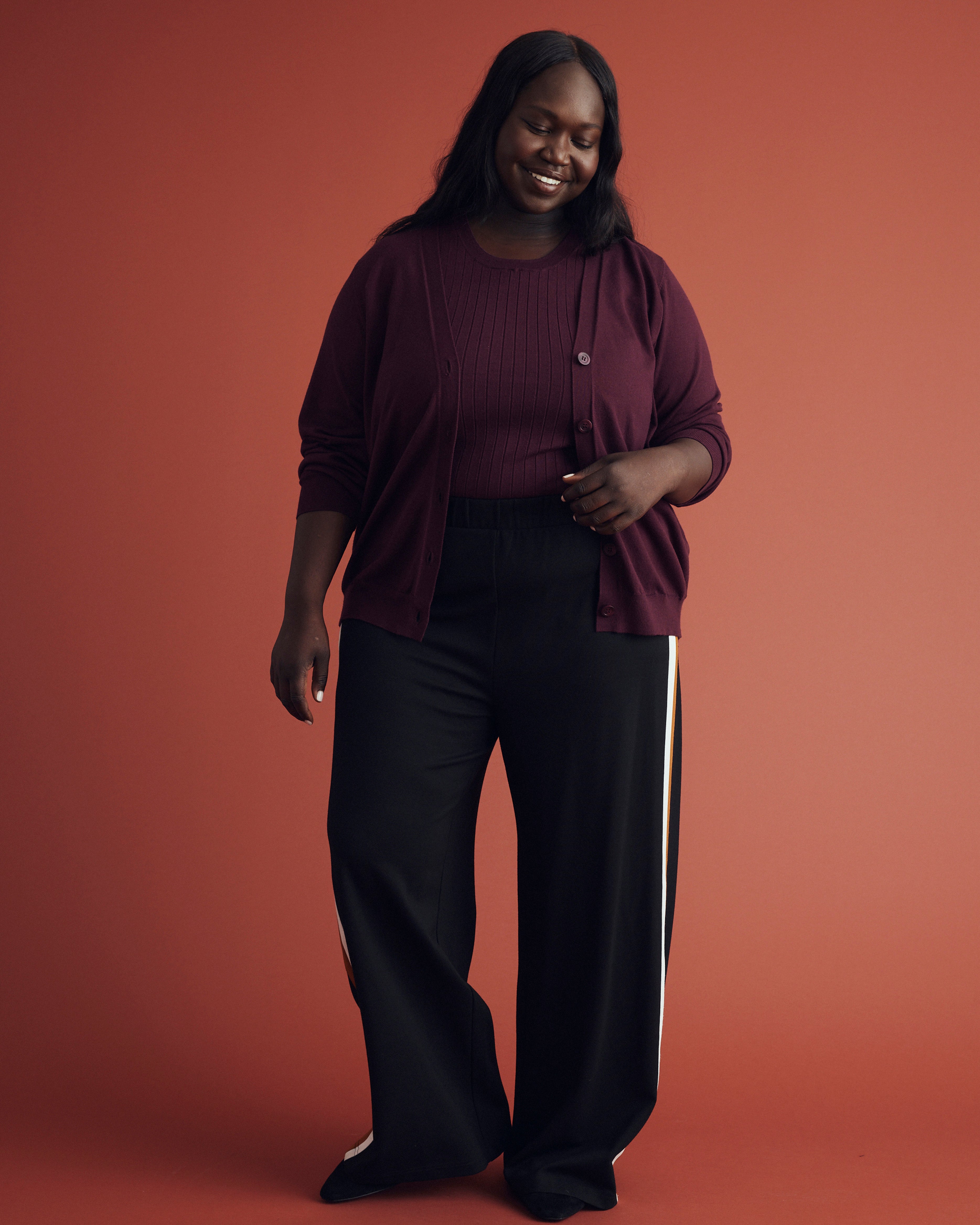 Savvy Fine Knit Cardigan - Black Cherry – Universal Standard