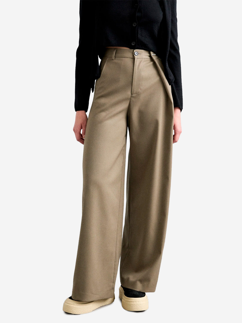 MM6 MAISON MARGIELA W Beige wool blend wide leg pants S52KA0513