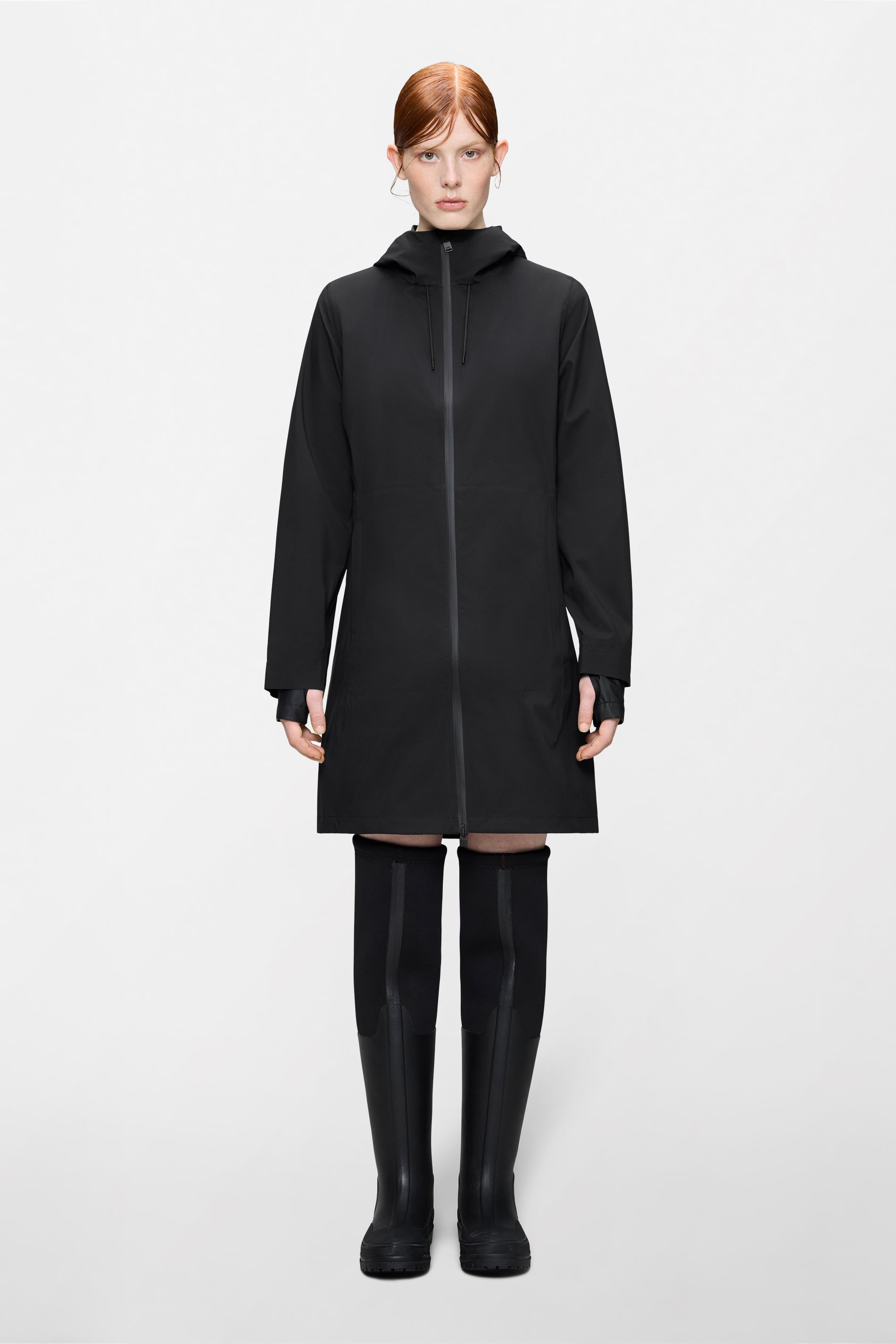 Rains® Suva Hardshell Long W Jacket in Black for $285 | Free Shipping