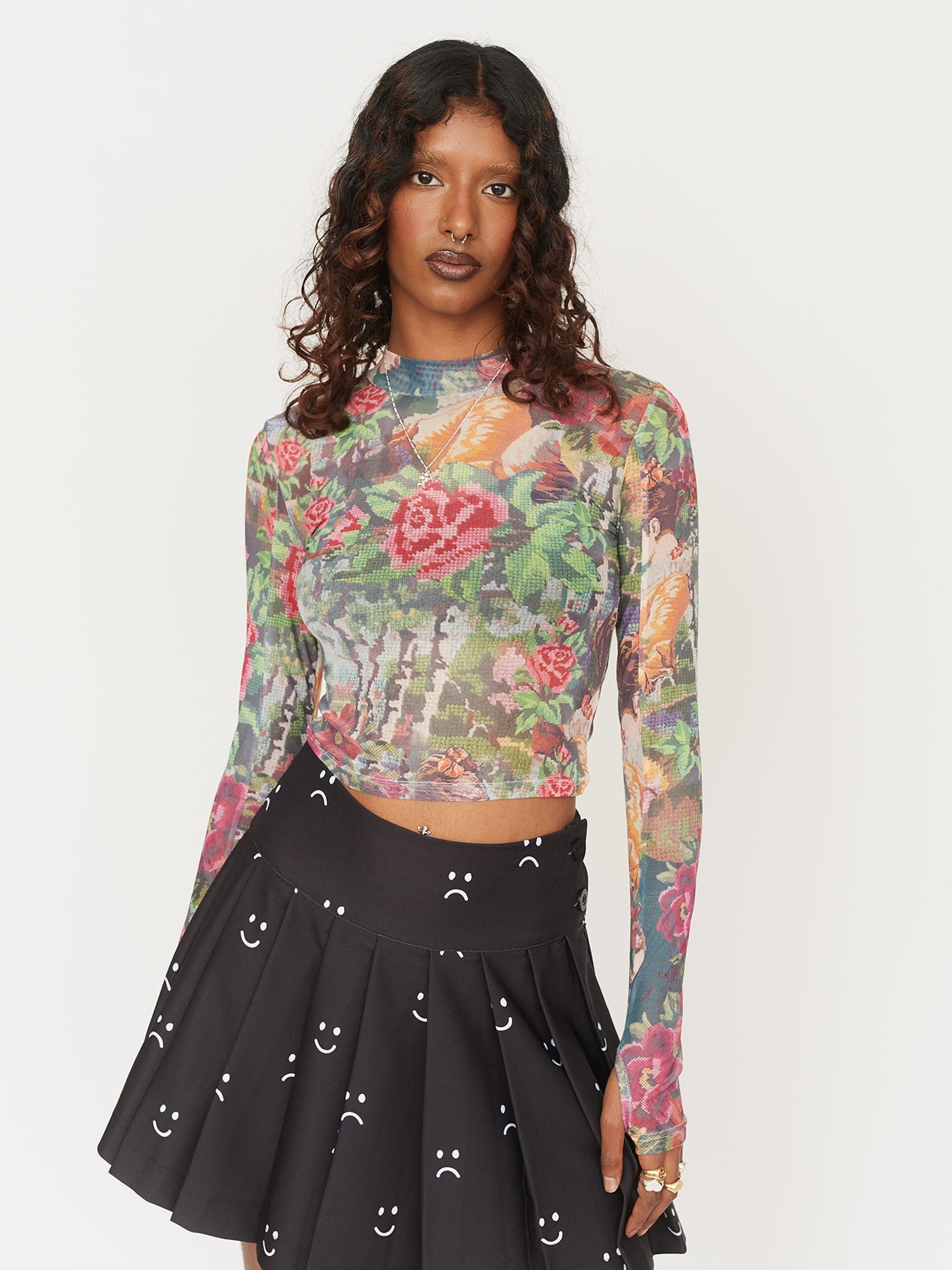 Tapestry Mesh Top – Lazy Oaf