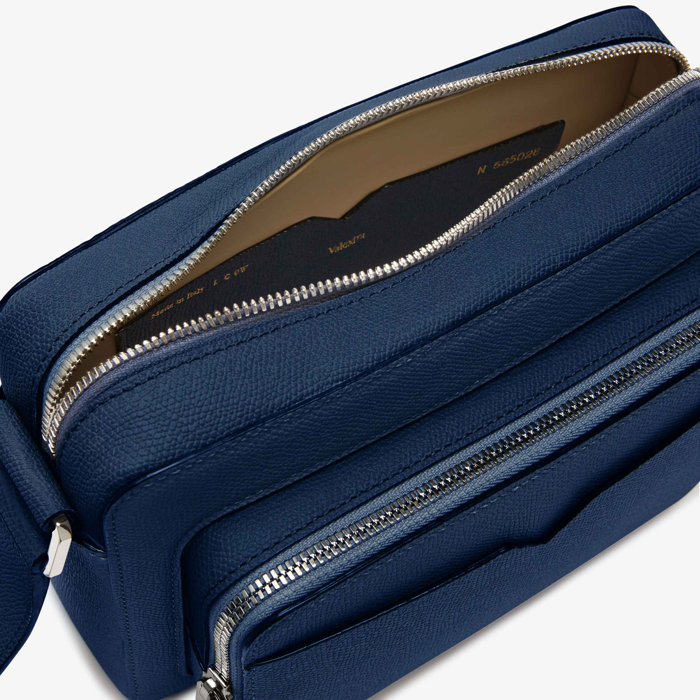Men's Sapphire Blue Leather Luxury reporter bag | Valextra V-Line
