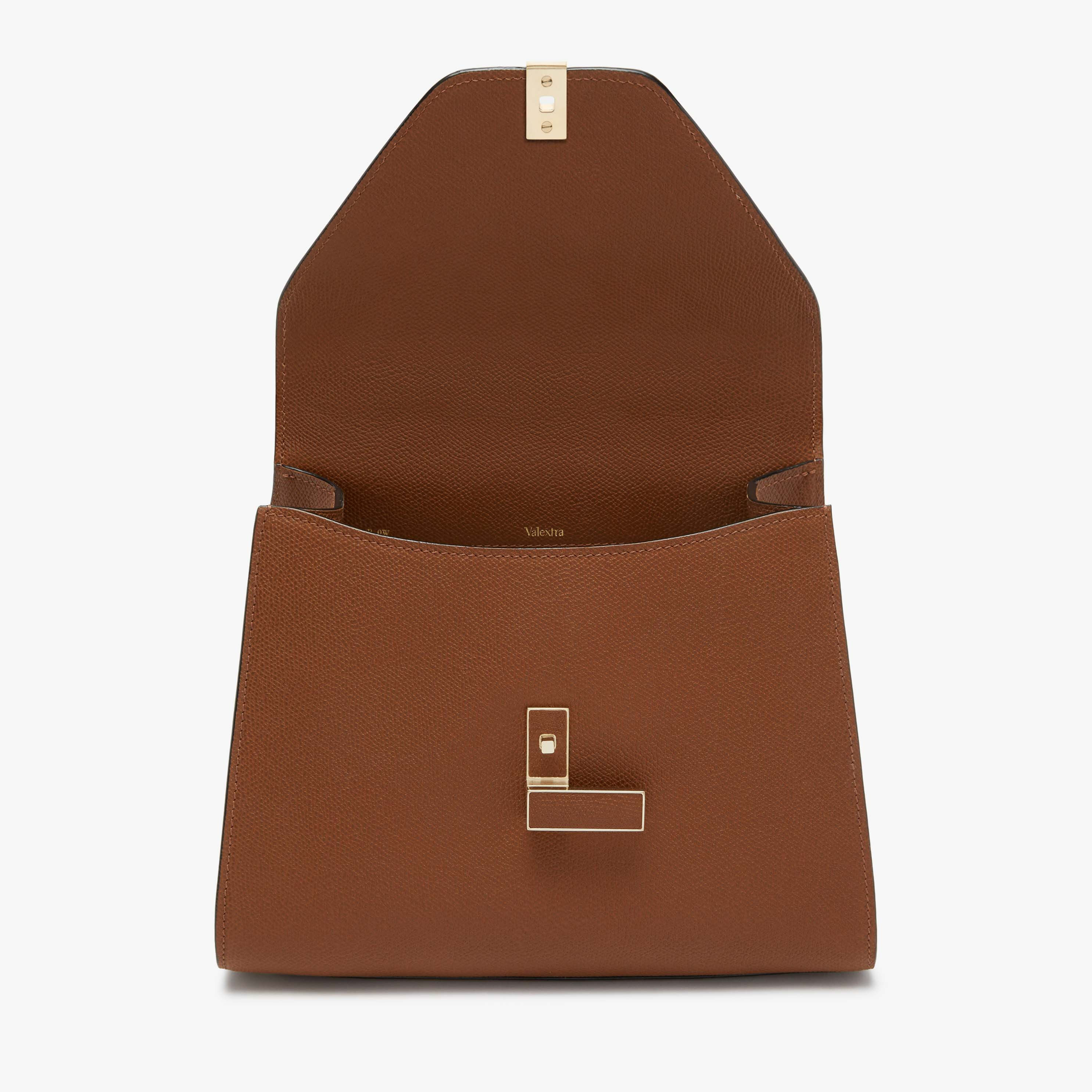 Women's Brown Grained Leather top handle bag | Valextra Iside