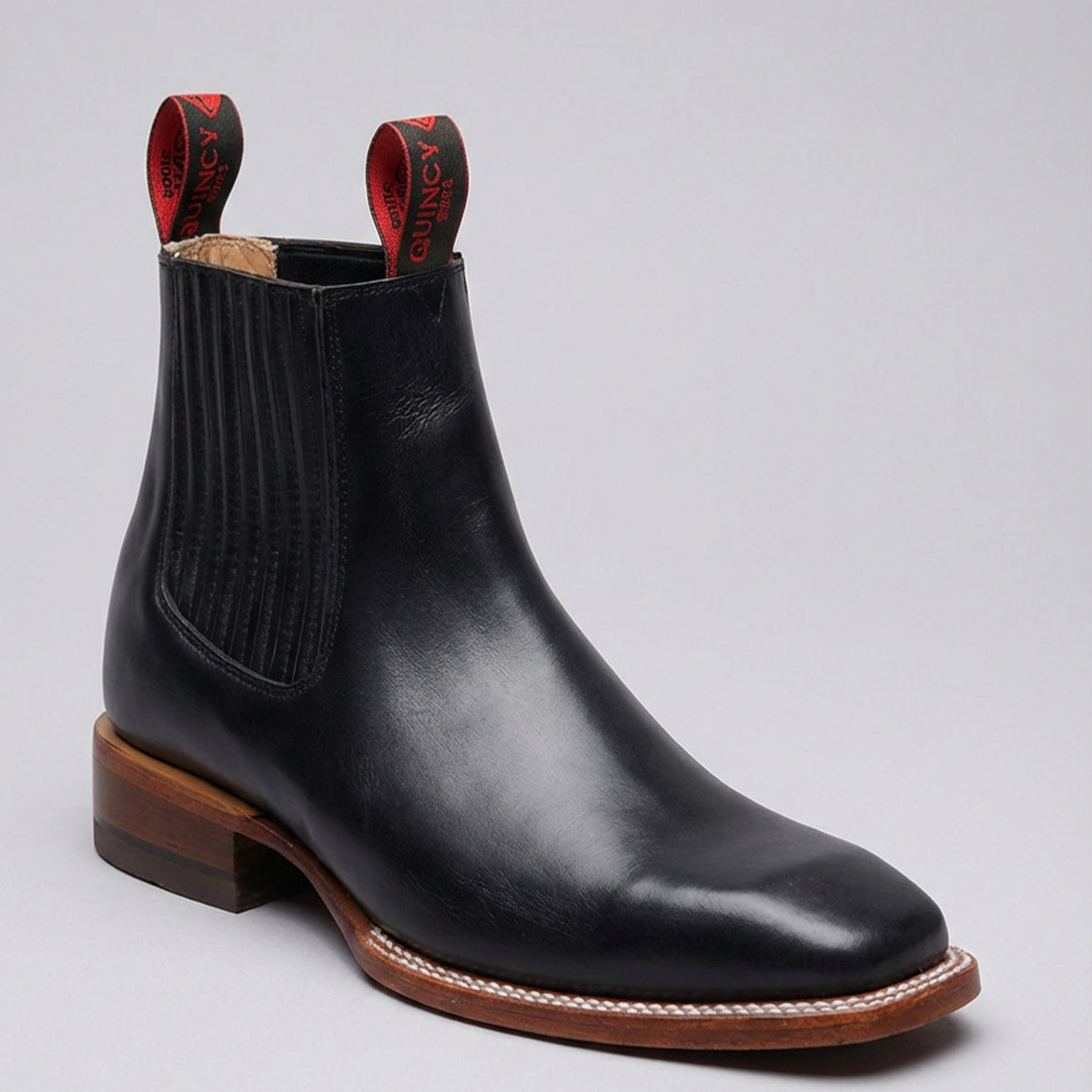 Men's Black Square Toe Ankle Boots | Genuine Leather