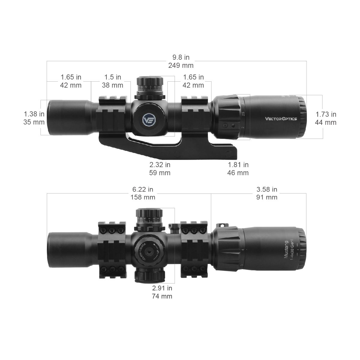 Vector Optics Mustang 1-4x30 SFP Riflescope – Compact, Durable