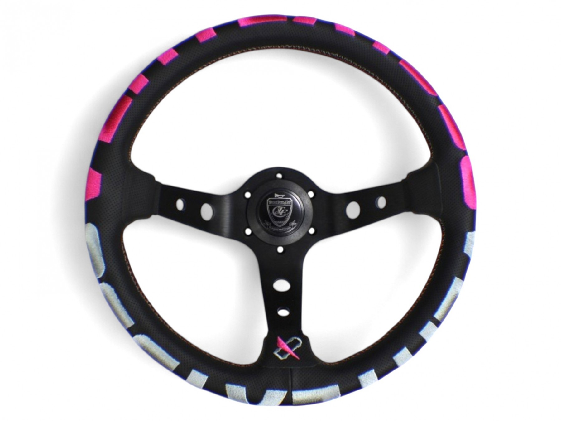 Vertex 1996 Steering Wheel; Pink; Perforated Leather; 330mm x 90mm