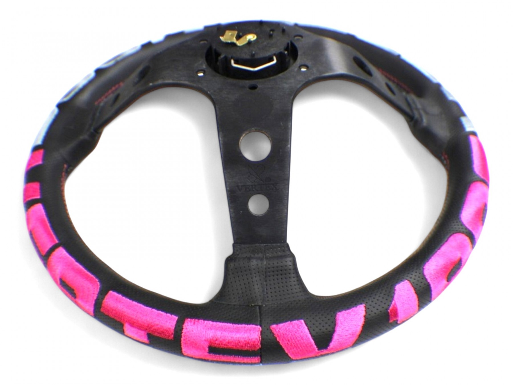 Vertex 1996 Steering Wheel; Pink; Perforated Leather; 330mm x 90mm