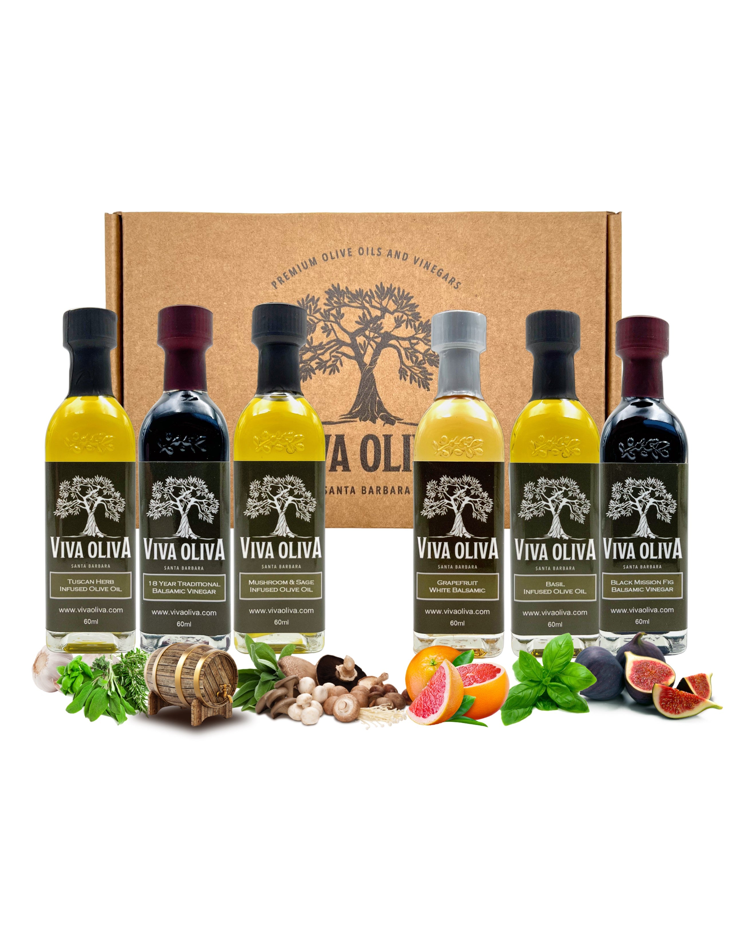 Six 60ml Olive Oil and Balsamic Sample Set - Viva Oliva