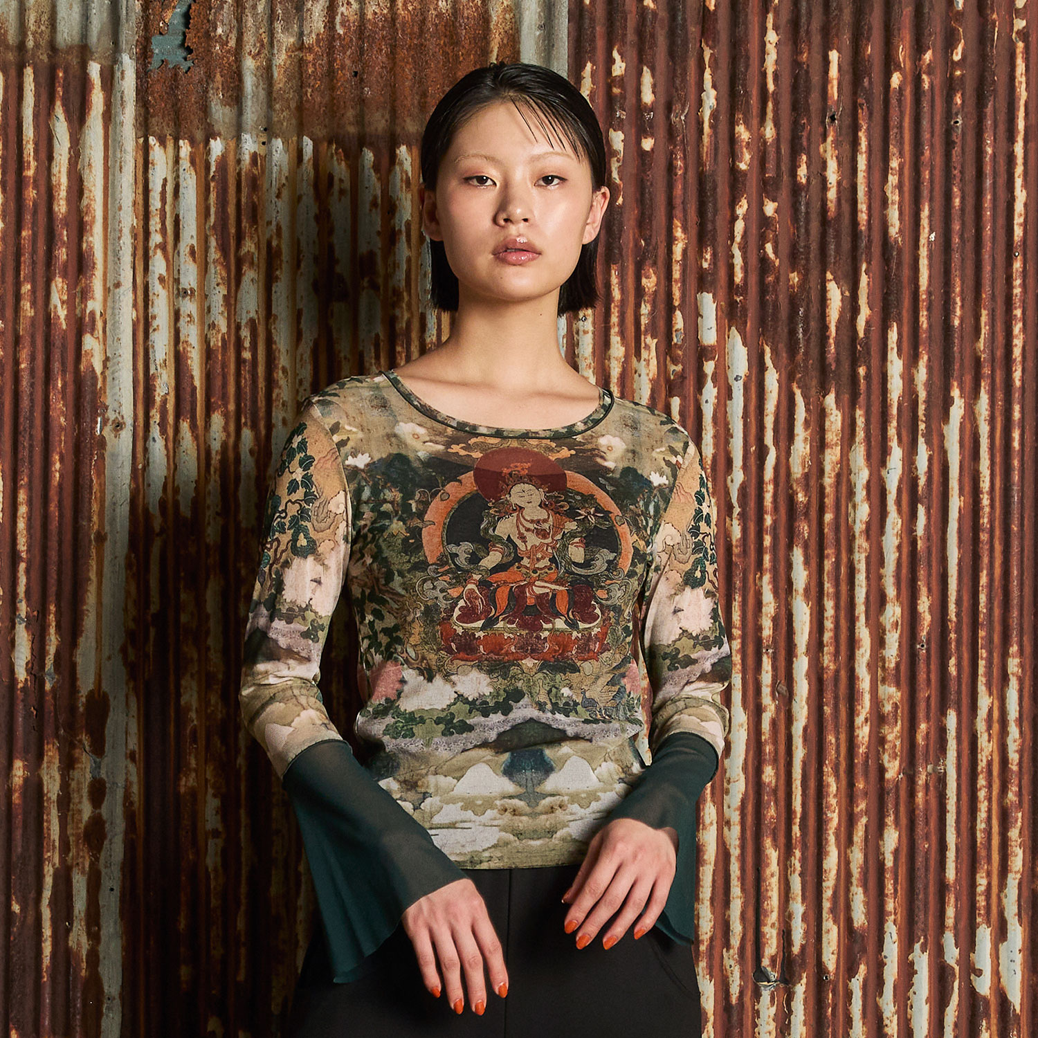 Buddha print net ブラウス｜VIVIENNE TAM（ヴィヴィアンタム）公式