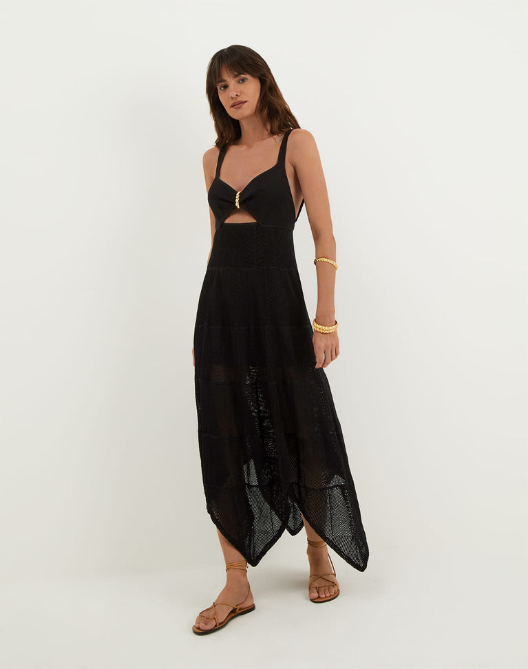 Knit Sabine Handkerchief Dress - Black