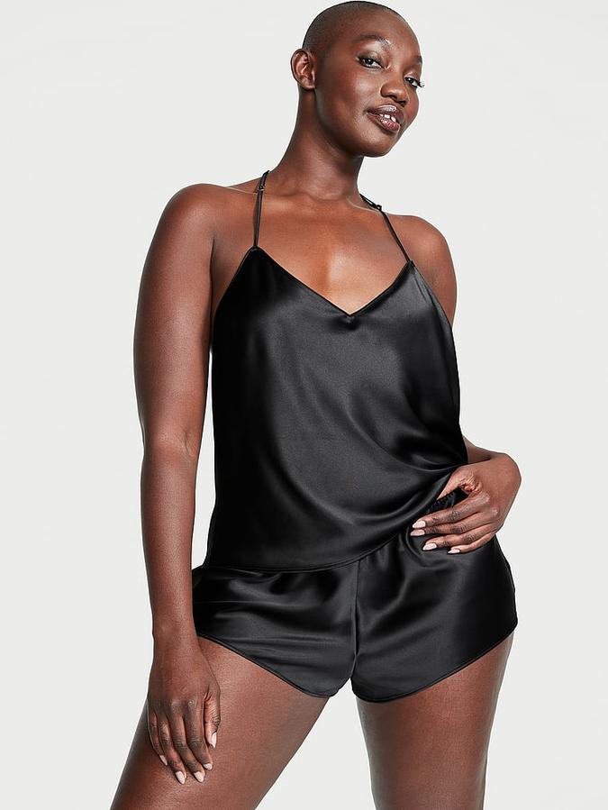 Buy Satin Ziggy Glam Floral Embroidery Cami & Shorts Online