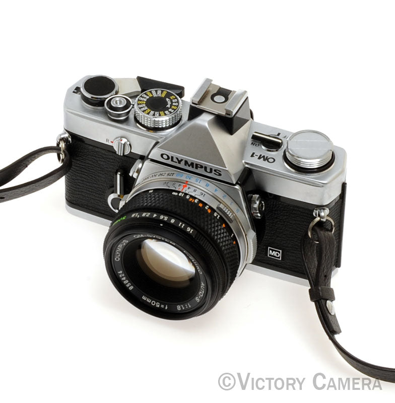 Olympus OM-1 MD Chrome Film Camera Body w/ 50mm f1.8 Lens -New Seals-