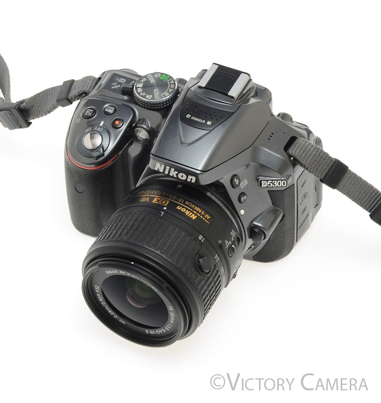 Nikon D5300 Grey 24.2MP Digital SLR Camera w/ 18-55mm Zoom Lens [EXC]