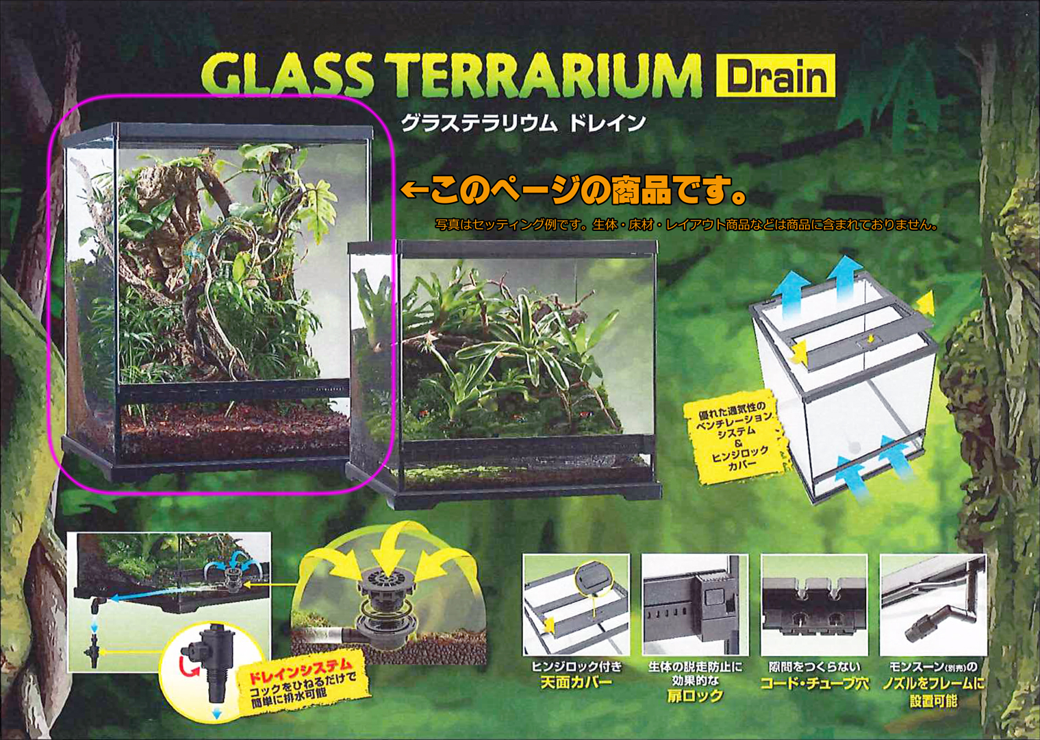 グラステラリウムドレイン4560 EXOTERRA GEX ガラスケージ 販売 通販