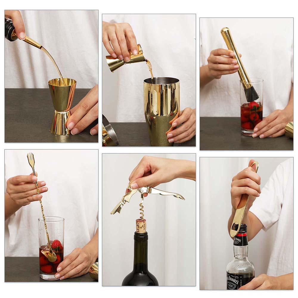 Gold Cocktail Shaker Set With Rotate Stand | X-cosrack