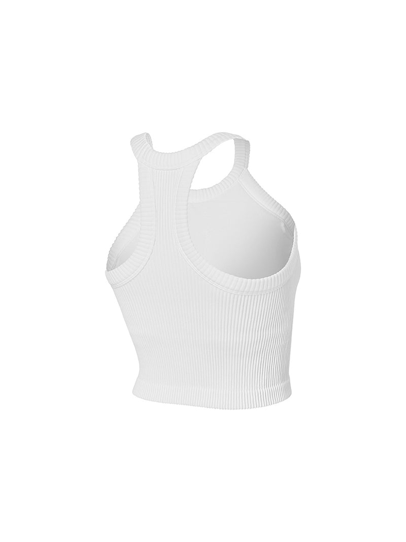 シームレス リブ ホルターネック ブラトップ