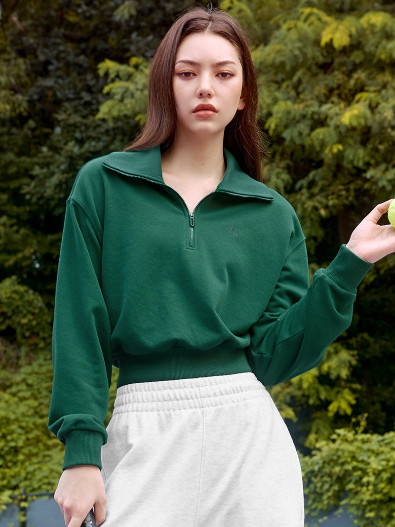 XTFHZ01J3 ロゴ入り ハイネック ハーフジップアップ スウェット