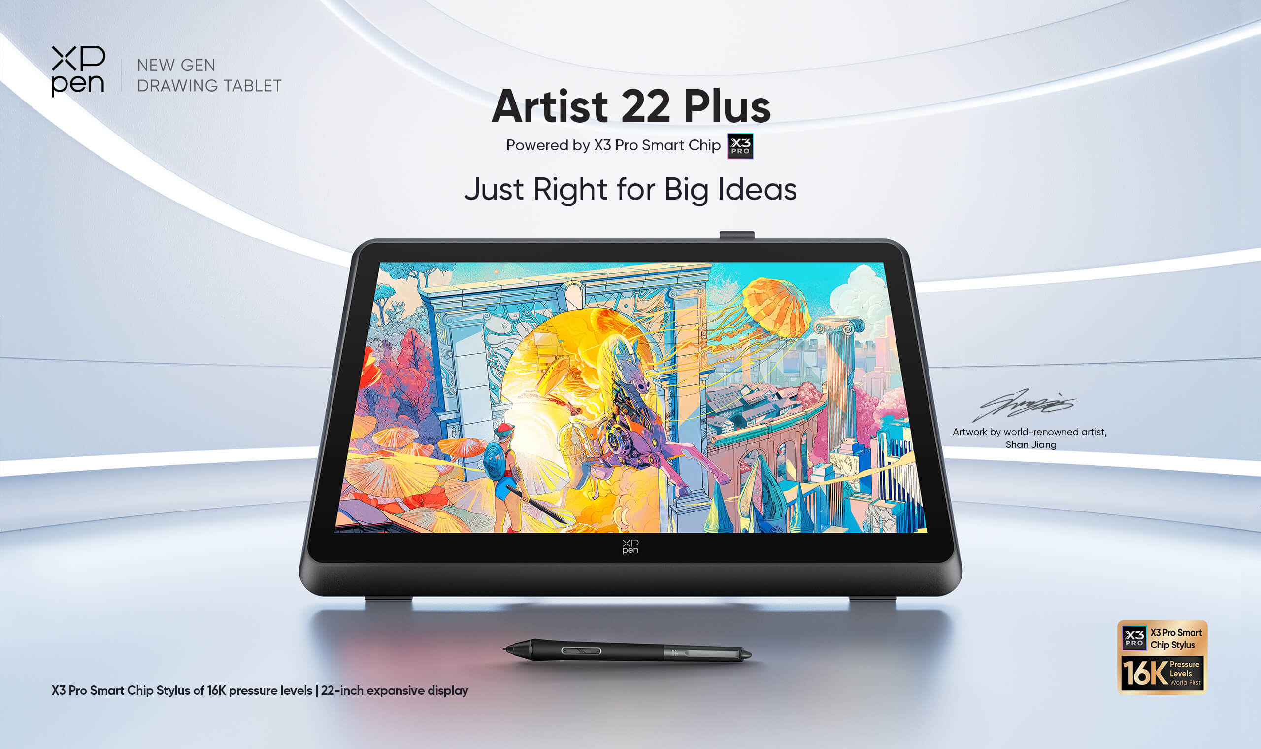 XPPen Launches Artist 22 Plus Display and X3 Pro Roller Stylus