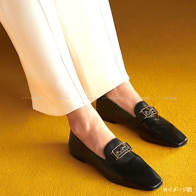 HERMES エルメス ローファー タイム 黒 (ブラック) ゴートスキン #36