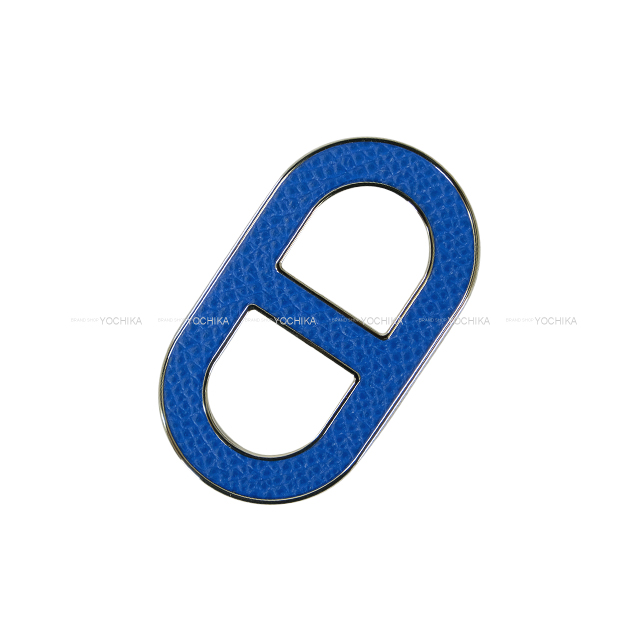 HERMES エルメス ブローチ シェーヌダンクル ブルーフランス エプソン