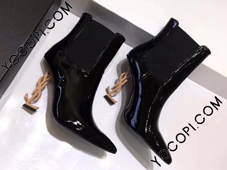 イブ.サンローラン赤 レザー ロングブーツ 高ヒール