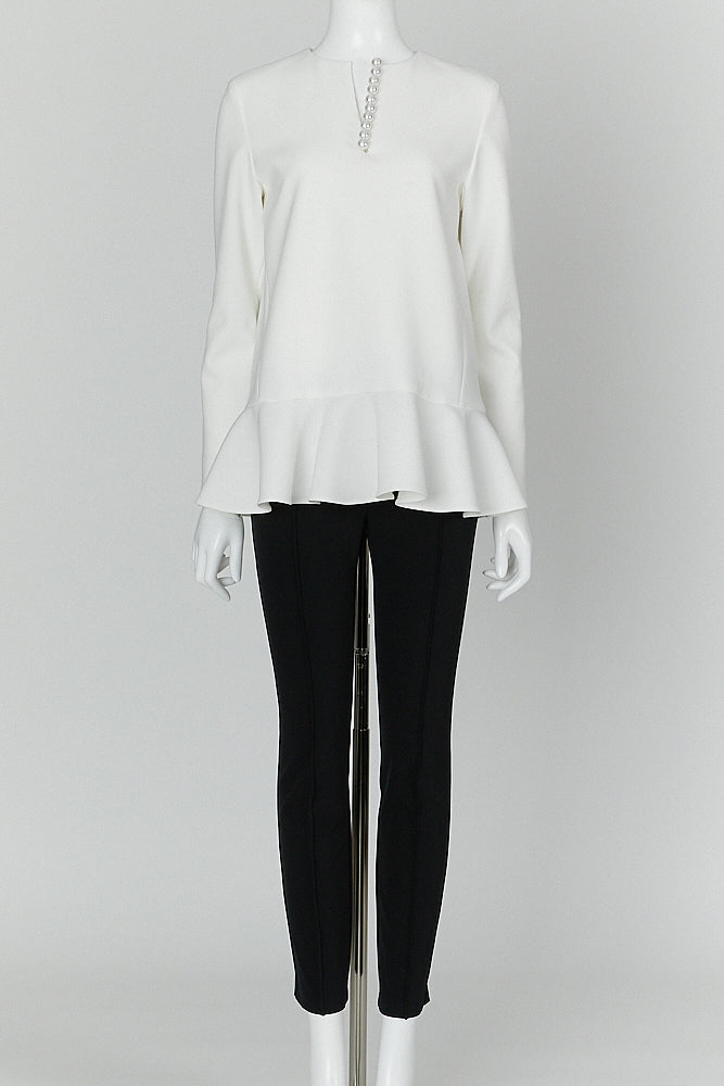 ロングスリーブラッフルヘムパールブラウス – YOKO CHAN