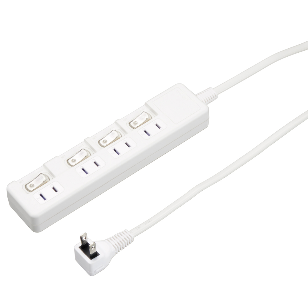 4個口節電タップ2mホワイト｜YAZAWA CORPORATION