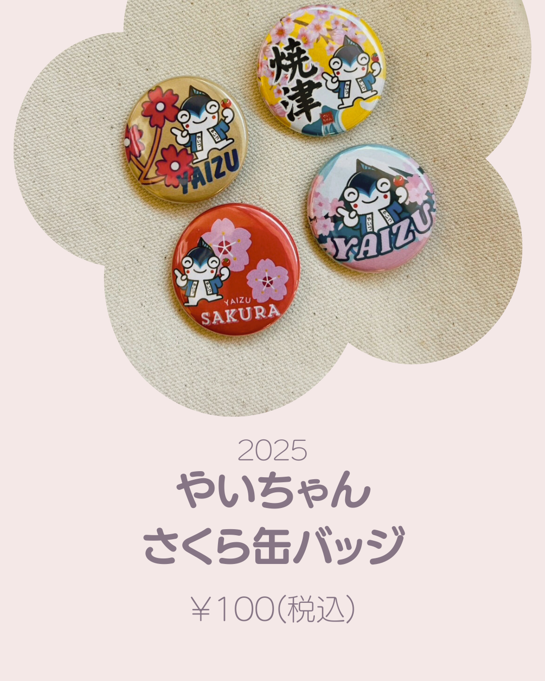 やいちゃんさくら缶バッジ2025Ver.発売開始！ | 焼津市観光協会