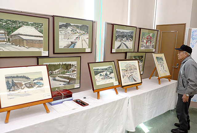 早出し】雪深い集落の彩り、水彩画で表現 酒田・池田さんの作品展