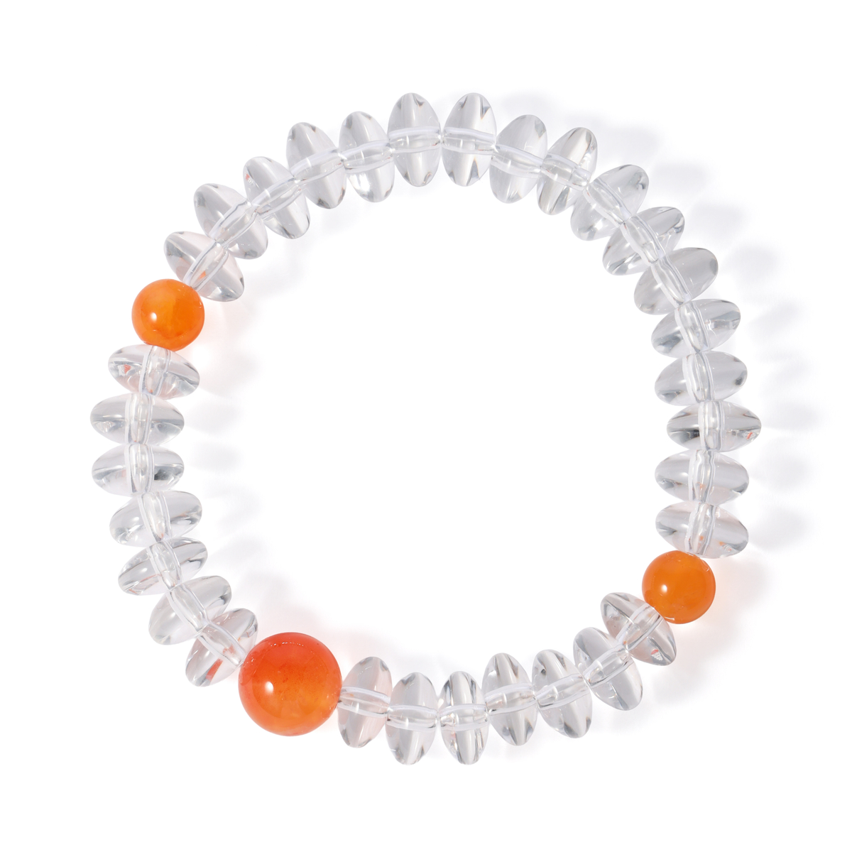 坂野二郎】平玉水晶とオレンジカルセドニーのお守りブレスレット