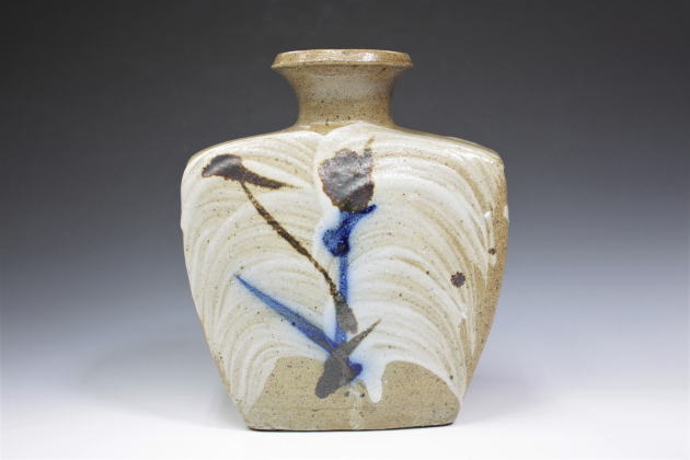 柳瀬美術店 / 濱田庄司 「塩釉絵刷毛目扁壷」 濱田晋作箱[HAMADA Shoji