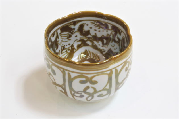 加藤卓男 晩年作 ラスター彩胡姫文酒杯 「国指定重要無形文化財認定