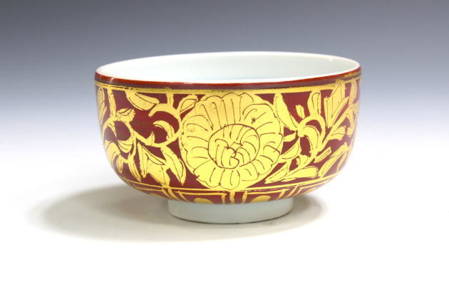 小野珀子】釉裏金彩 茶碗 茶入 小皿 9318] 小野珀子 酒呑 釉裏金彩