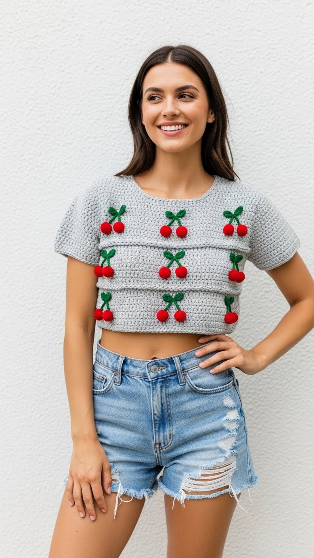 14 Cherry Crop Top Crochet Pattern - Yarn Nest Studio