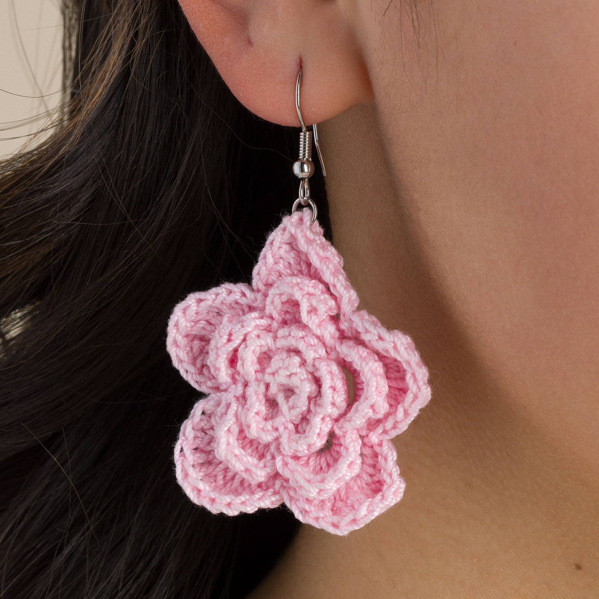 Free Easy Aunt Lydia's Crochet Rose Earrings Pattern | Yarnspirations