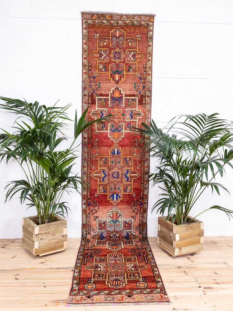 Superb Long Vintage Kurdish Herki Carpet Runner Rug 79x380cm For