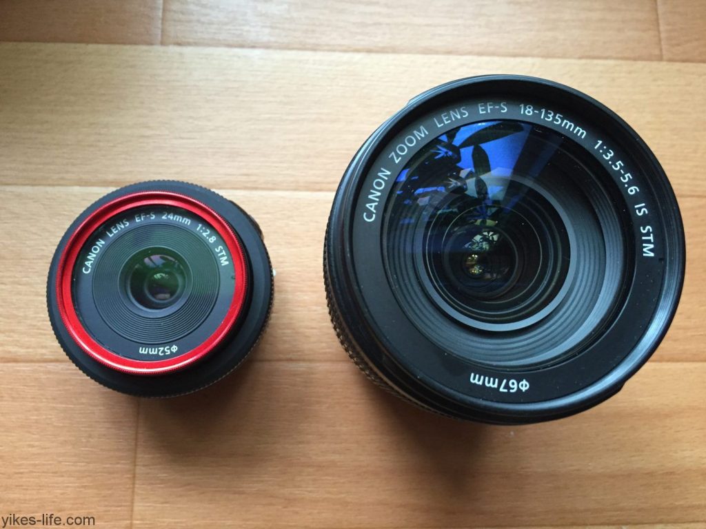ef-s 24mm f2.8 と、ef-s 18-135mm f3.5-5.6を同じ画角で比較してみた