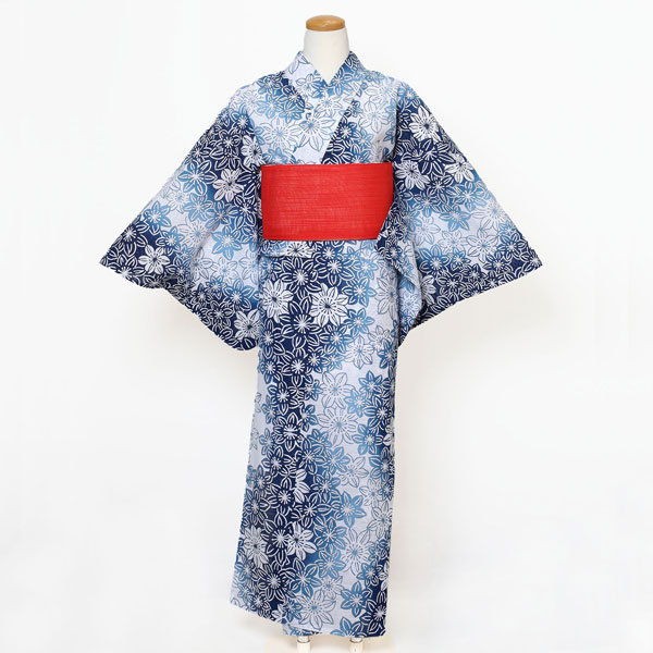 仕立上り】【日本製】【注染(本染め)】【浴衣単品】水面に広がる花の影