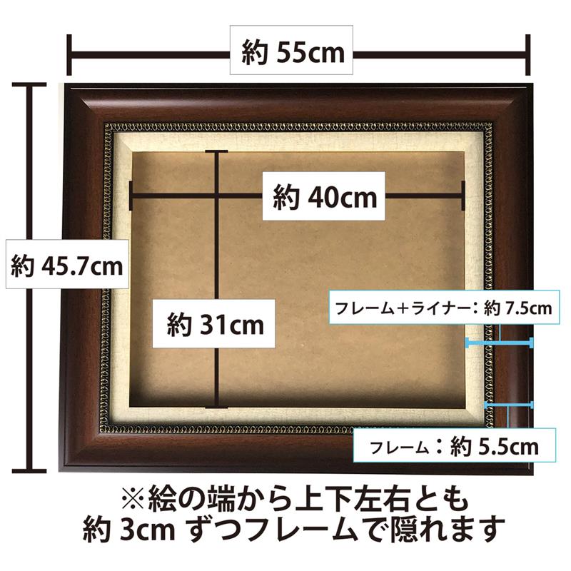 額縁 油彩額 538-3 ブラウン 油絵 キャンバス F6 (410×318mm) 収納
